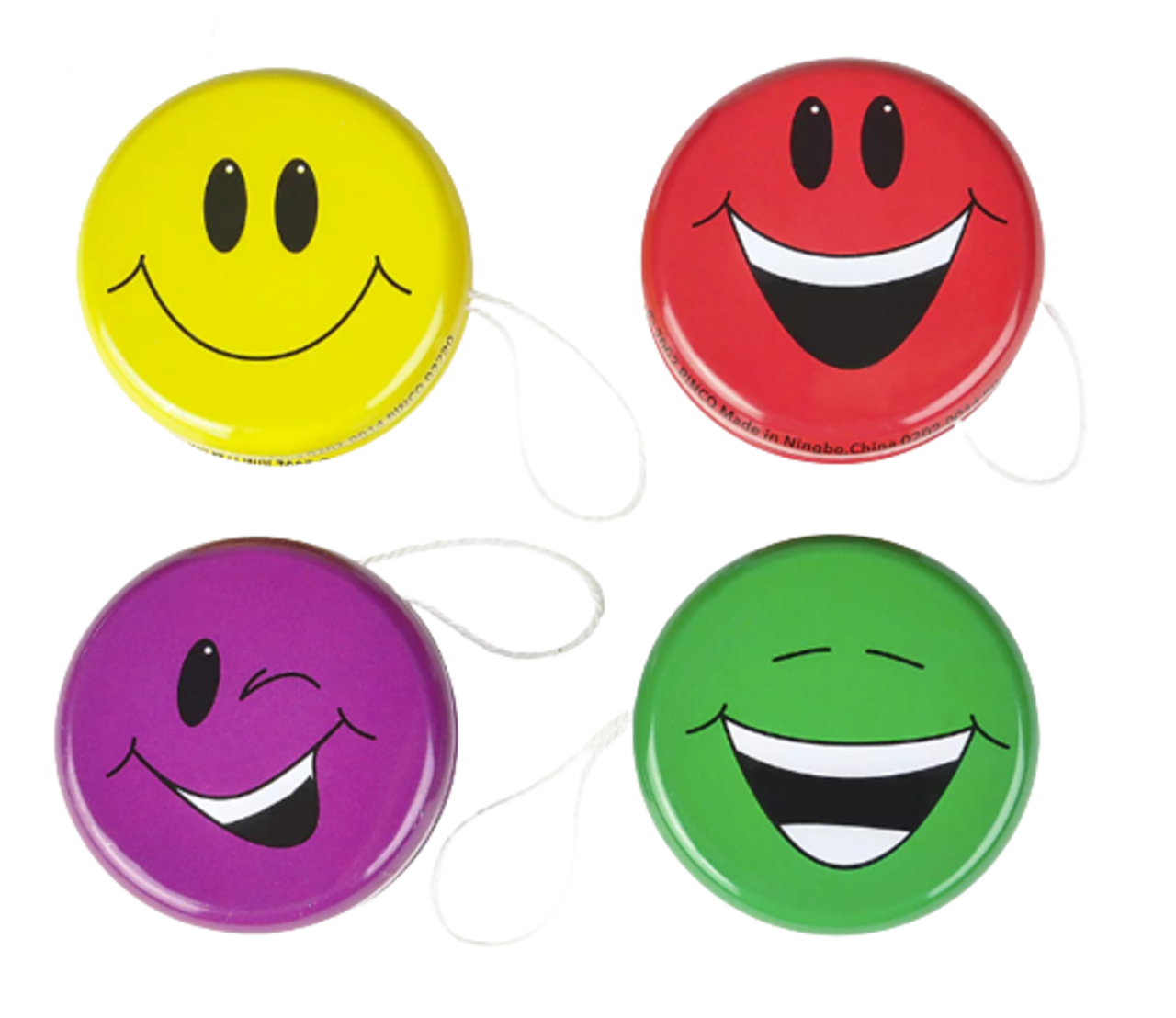 Smiley Face Yo-Yos 2" – 12 Pack Colorful Emoji YoYo Party Favors for Kids, Classroom Prizes & Goodie Bags